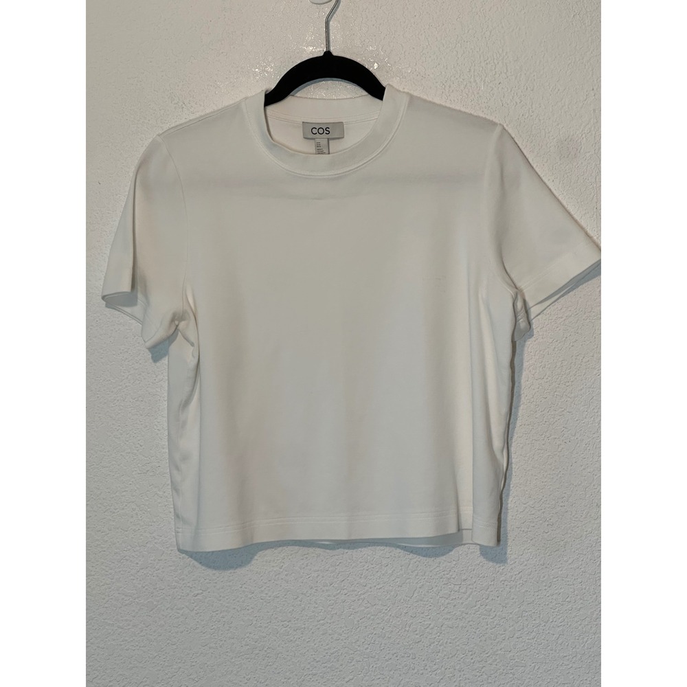 COS Off-White Short Sleeve Structured Jersey Crew Neck T-Shirt Size Medium
